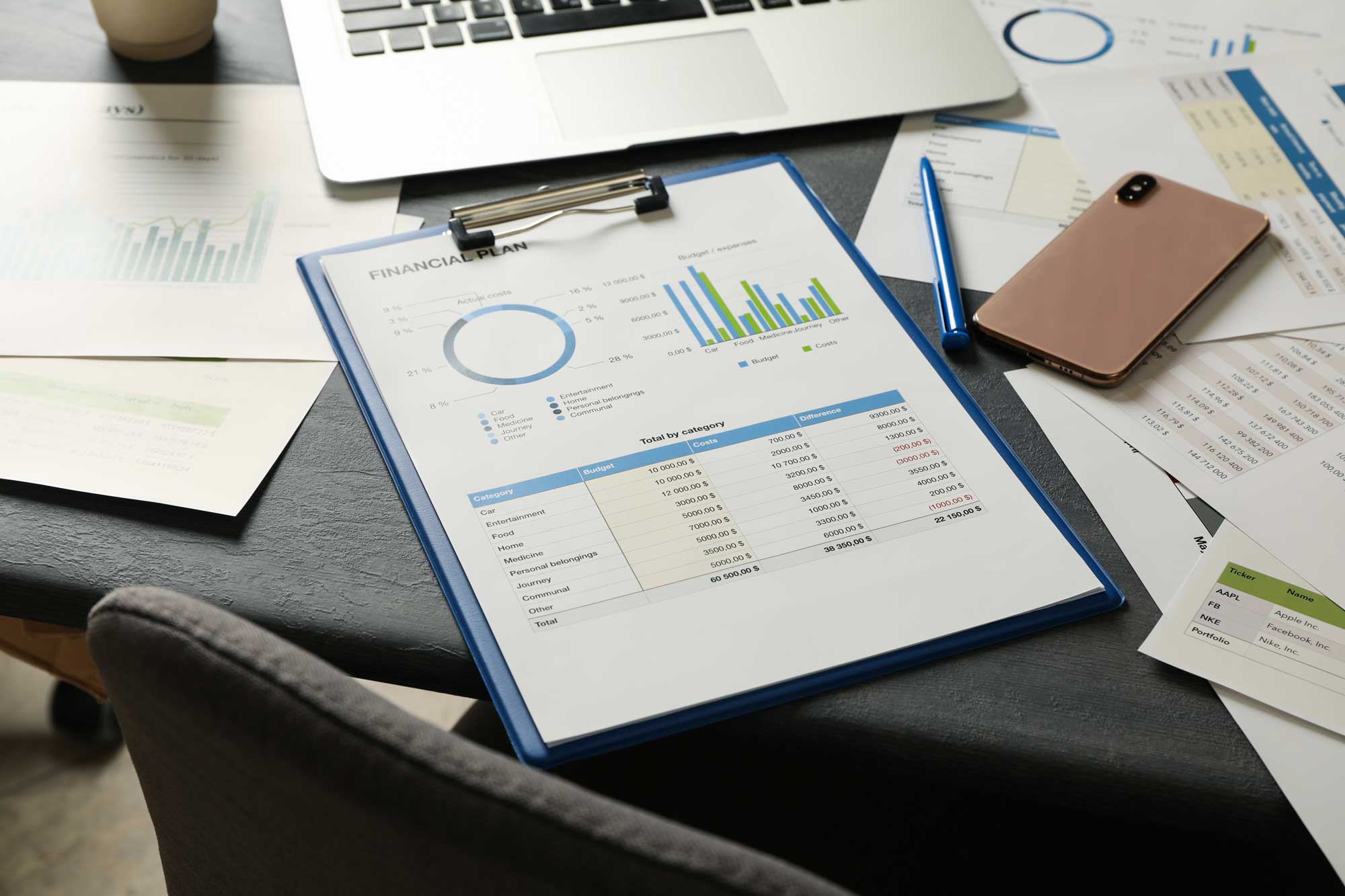 close up of financial data